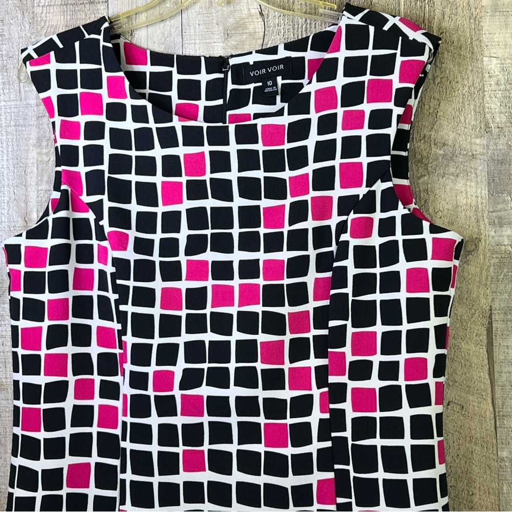 Voir Voir Size 10 Sleeveless Block Print Back Zippered Dress - Picture 3 of 11